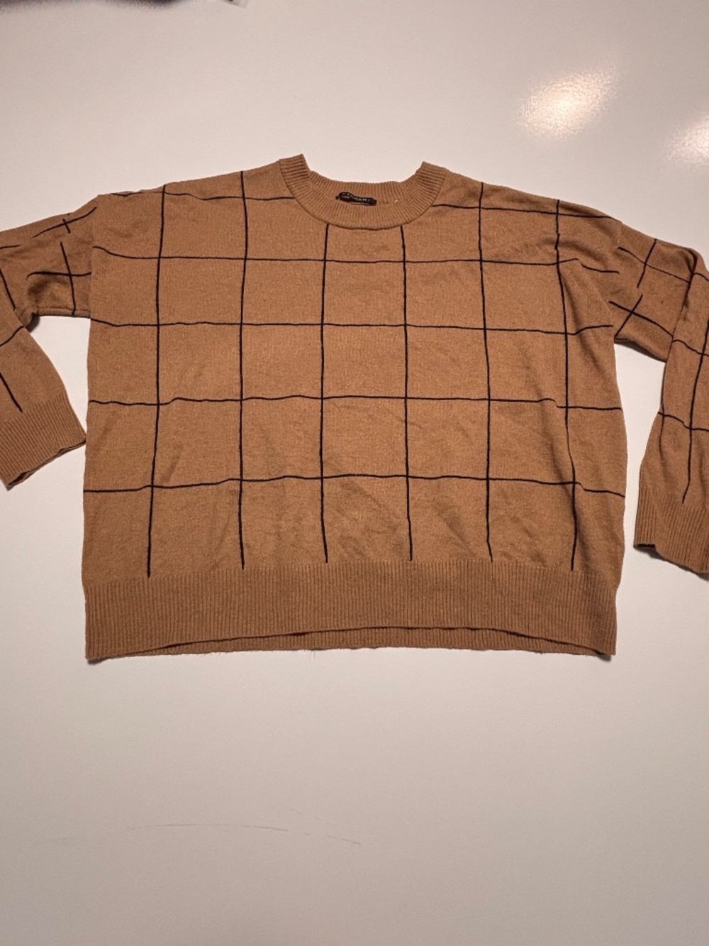 Womens Tan and Black Stripe Tahari Sweater Size Large